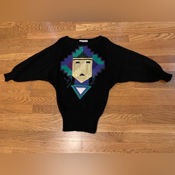 Augustina Vintage Leather Aztec Sweater size M - Picture 9 of 14